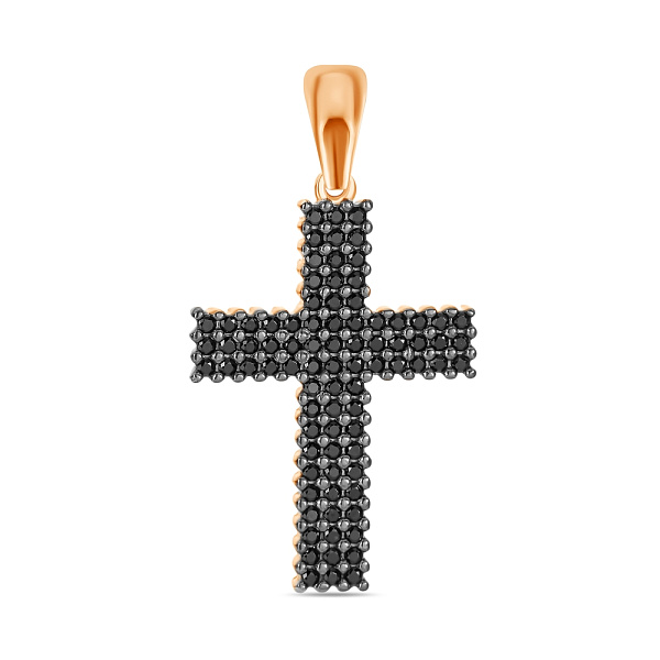 Золотой крестик с черными и белыми фианитами (арт. 440426ч) – изображение 3