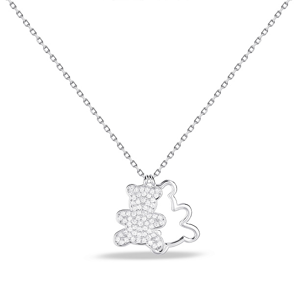 Серебряное колье с подвесками мишки с фианитами (арт. 7507/2639) – изображение 1