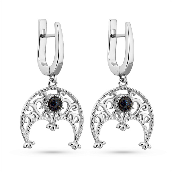 Серебряные серьги с авантюрином (арт. 7502/2399Авч) – изображение 1