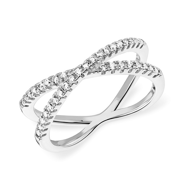 Двойное кольцо Trendy Style из серебра с фианитами (арт. 7501/5619) – изображение 1