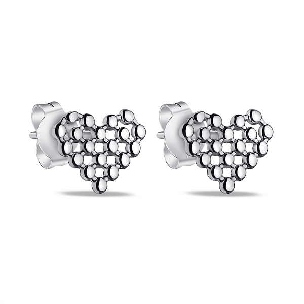 Серьги Сердечки из серебра без камней (арт. 7518/6879) – изображение 1