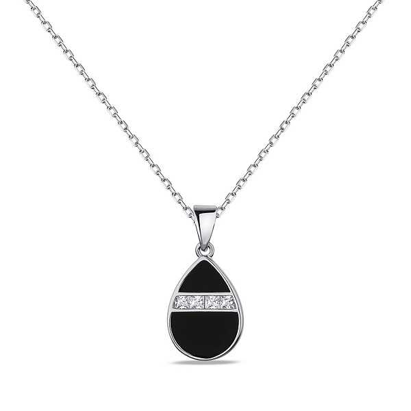 Серебряное колье с ониксом и фианитами (арт. 7507/2176о) – изображение 1