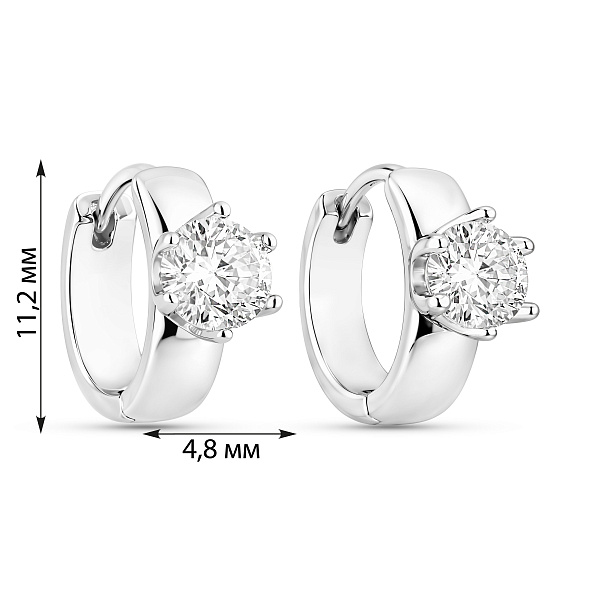Серебряные серьги-конго с фианитом (арт. 7502/10156/10) – изображение 2