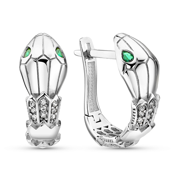 Серьги из белого золота Змея с фианитами (арт. 1091090бз) – изображение 1