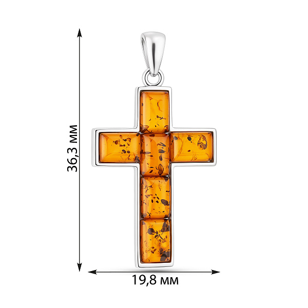 Серебряный крестик с янтарем (арт. 7503/856ЯП) – изображение 2