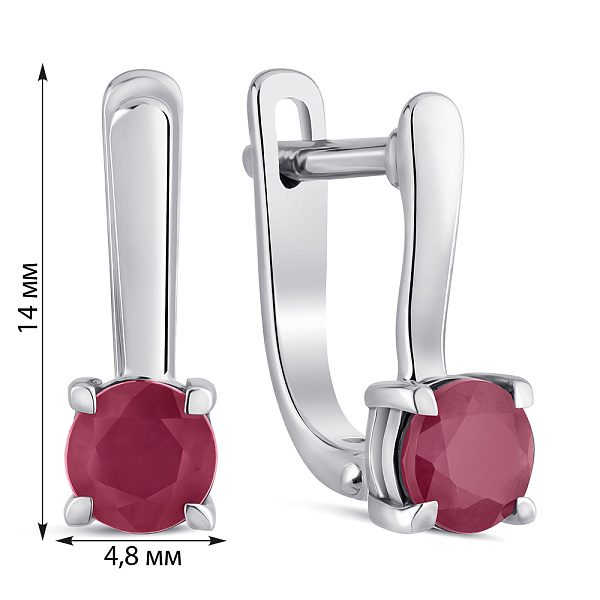 Серебряные сережки с рубинами (арт. 7502/2194439Р) – изображение 2
