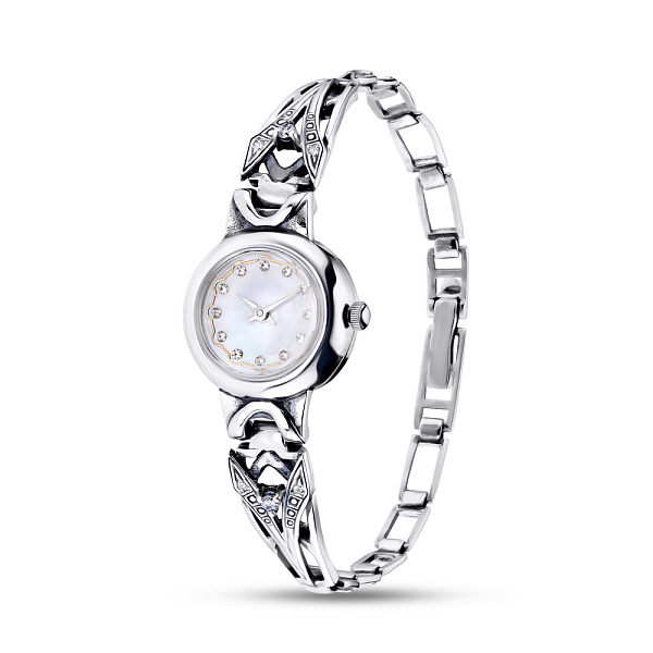 Серебряные часы с фианитами (арт. 7926/7100012) – изображение 1