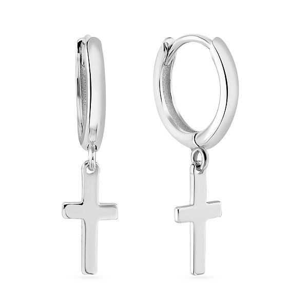 Серебряные серьги-крестики с подвесками (арт. 7502/4600/10) – изображение 1