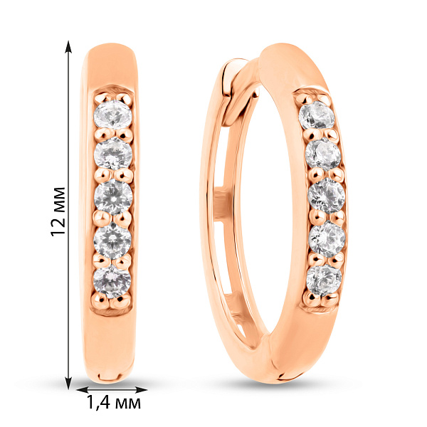 Золотые серьги-кольца с фианитами (арт. 2108562101) – изображение 4
