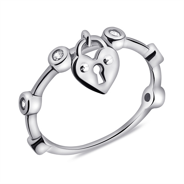 Серебряное кольцо Замочек с подвеской (арт. 7501/6980) – изображение 1