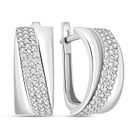 Сережки з білого золота з доріжкою з фіанітів (арт. 111300б)