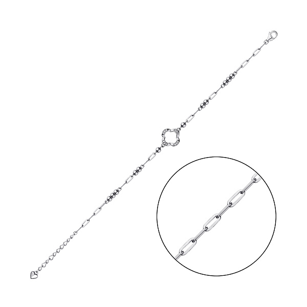 Серебряный браслет Клевер с фианитами (арт. 7509/4703) – изображение 1
