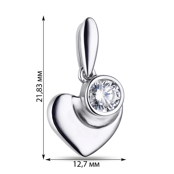 Серебряная подвеска Сердечко с фианитом (арт. 7503/35068р) – изображение 2