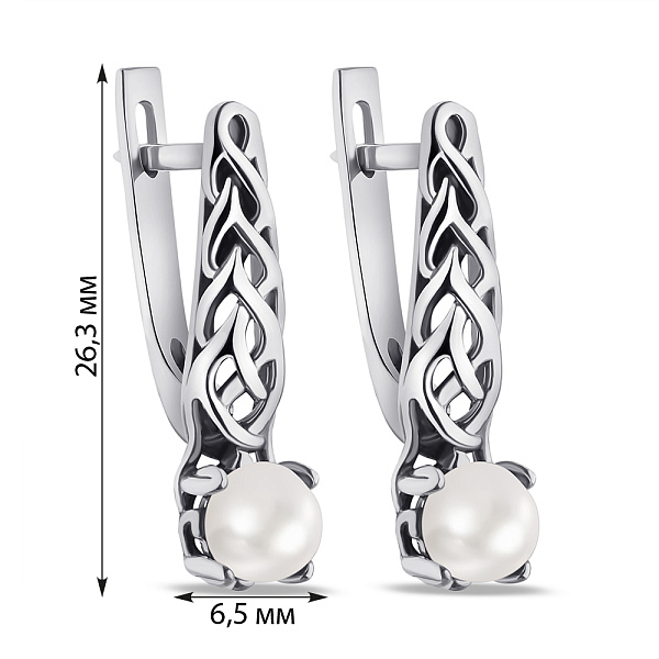 Серьги из серебра с жемчугом (арт. 7902/0847.10жб) – изображение 2
