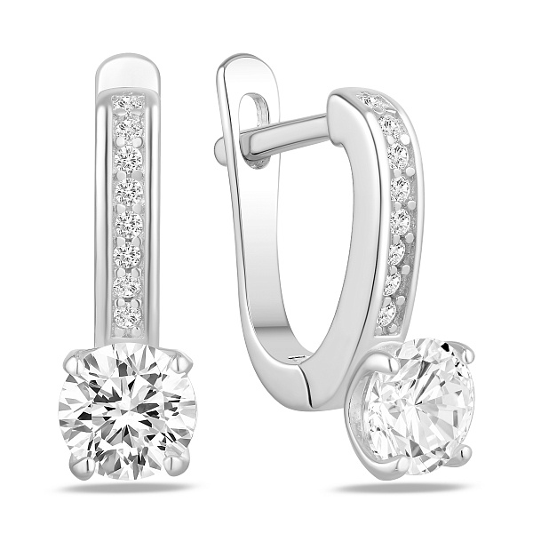 Серебряные серьги с крупным фианитом (арт. 7502/10464) – изображение 1