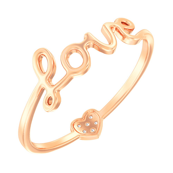 Золотое кольцо «Love» с фианитами (арт. 154720) – изображение 1