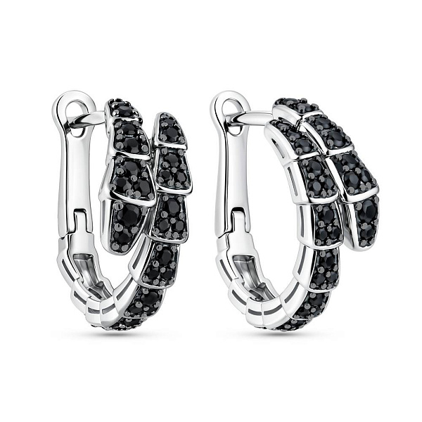 Серебряные серьги с черными фианитами (арт. 7502/4700ч) – изображение 1