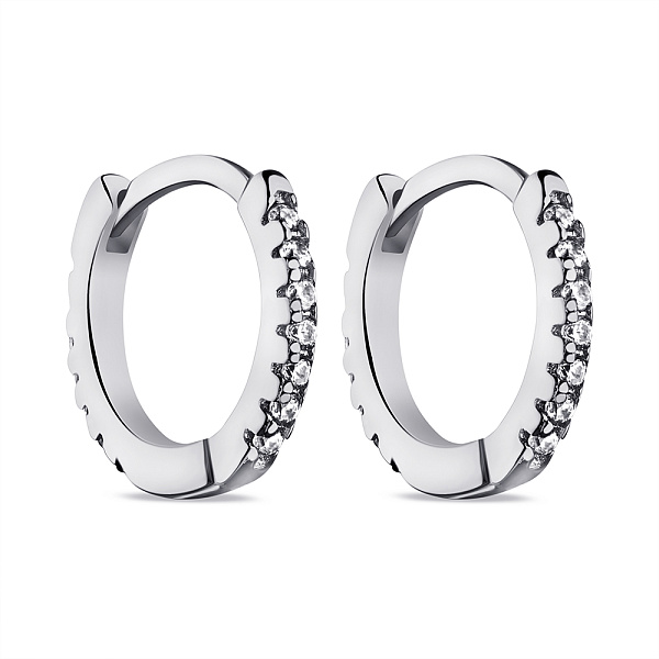 Серебряные серьги-кольца с фианитами (арт. 7502/9616/10) – изображение 1