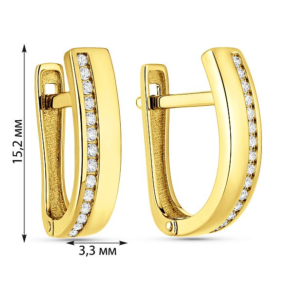 Серьги из желтого золота с дорожкой из фианитов (арт. 110485ж) – изображение 5