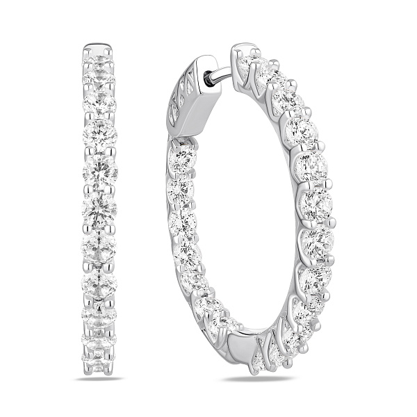 Тонкие серебряные серьги с дорожкой из фианитов (арт. 7502/10450/30) – изображение 1