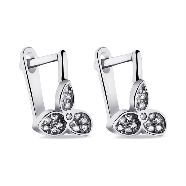 Серьги из серебра Цветы с фианитами (арт. 7502/С2Ф/1160) – изображение 1