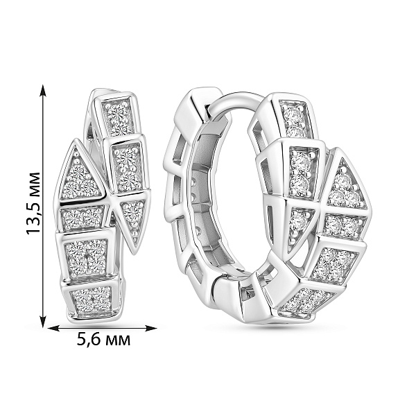 Серебряные серьги-конго с фианитами (арт. 7502/10498/15) – изображение 2