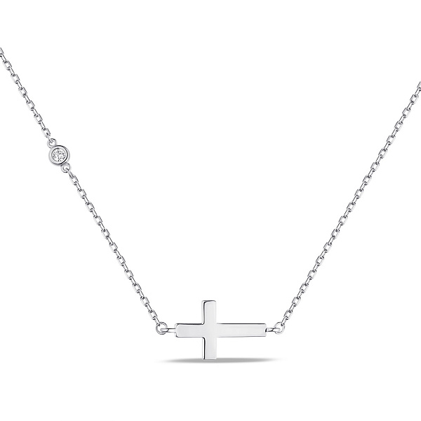 Серебряное колье крестик с одним фианитом (арт. 7507/2234) – изображение 1
