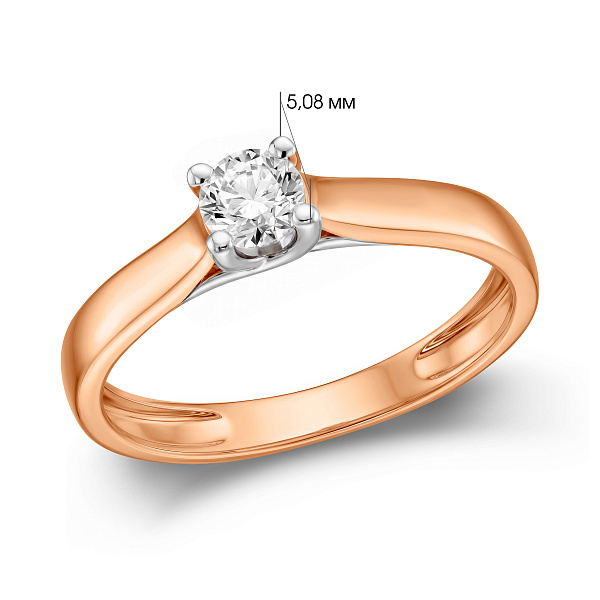 Золотое кольцо с бриллиантом (арт. К011095020) – изображение 4