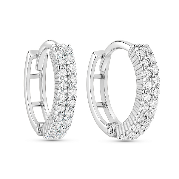 Серьги-кольца из белого золота с фианитами (арт. 110192б) – изображение 1