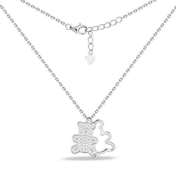 Серебряное колье с подвесками мишки с фианитами (арт. 7507/2639) – изображение 2