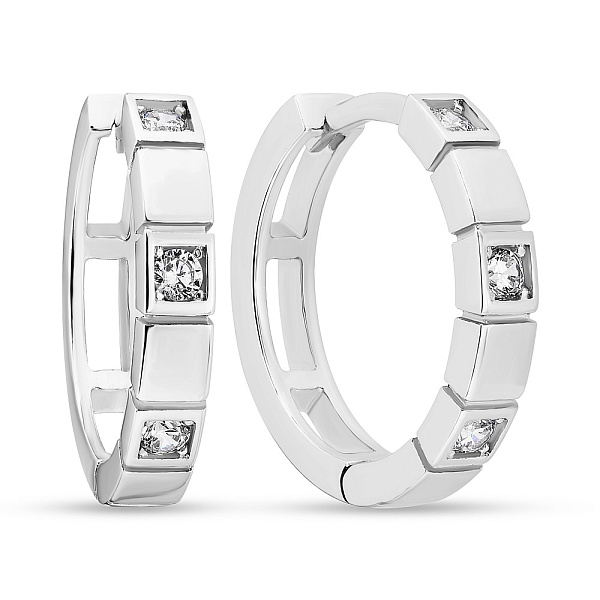 Серьги из белого золота с фианитами (арт. 107825/15б) – изображение 1