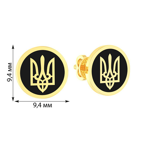 Серьги-пусеты из желтого золота Герб Украины-Трезубец (арт. 111203жеч) – изображение 3
