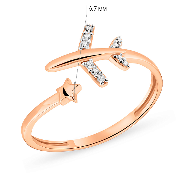 Золотое незамкнутое кольцо "Мрія" с фианитами (арт. 141197) – изображение 3