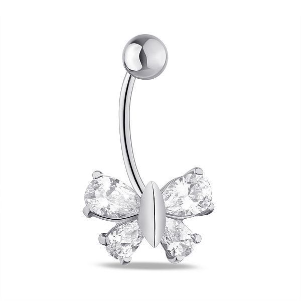 Серебряный пирсинг для пупка "Бабочка" (арт. 7512/7002р) – изображение 1