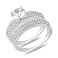 Серебряное двойное кольцо с фианитами и крупным камнем (арт. 7501/8527) – изображение 1
