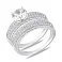 Серебряное двойное кольцо с фианитами и крупным камнем (арт. 7501/8527) – изображение 1
