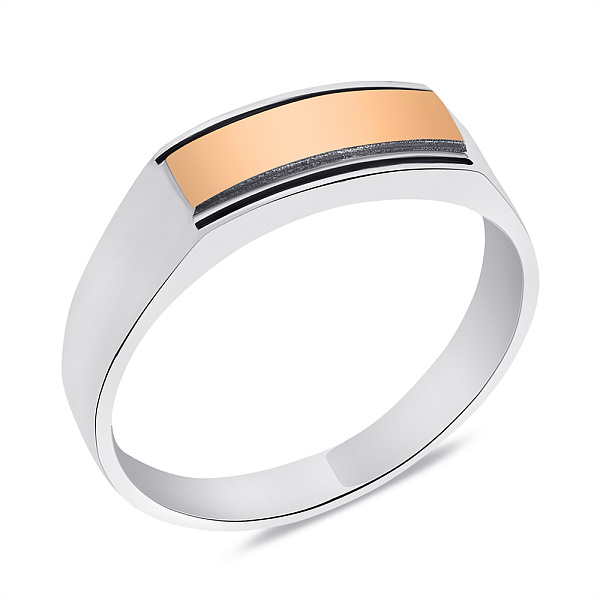 Серебряная печатка с золотыми накладками (арт. 7206/137кю) – изображение 1