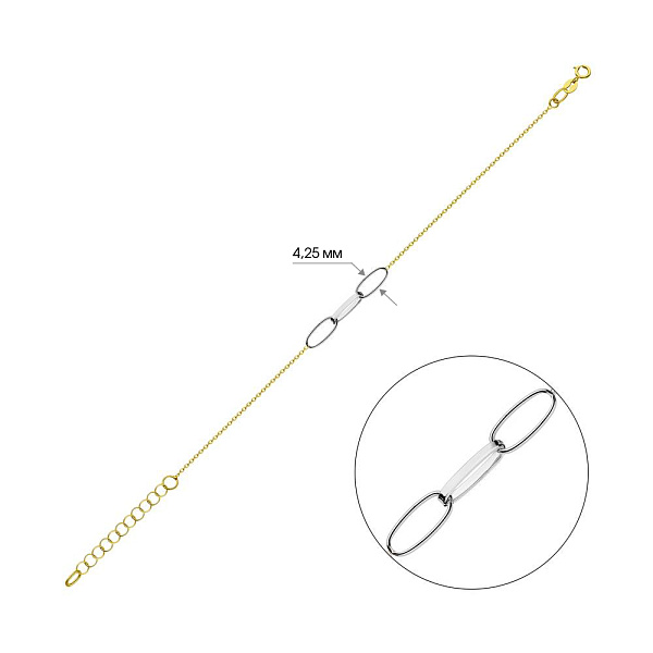 Золотой браслет "Звенья" в желтом и белом цвете металла (арт. 325426жб) – изображение 3