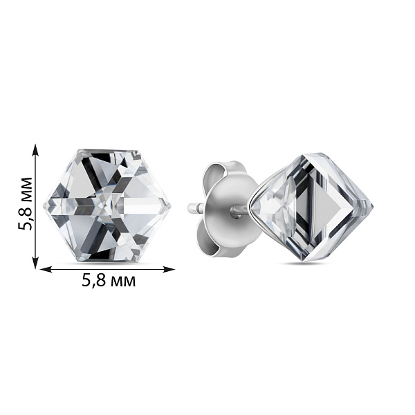 Серебряные серьги Куб с фианитами (арт. 7518/6895) – изображение 2