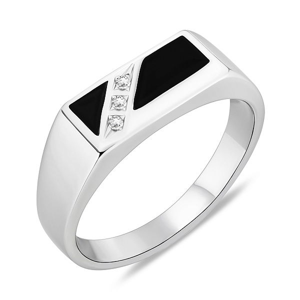 Серебряная печатка с эмалью (арт. 7506/1612реч) – изображение 1