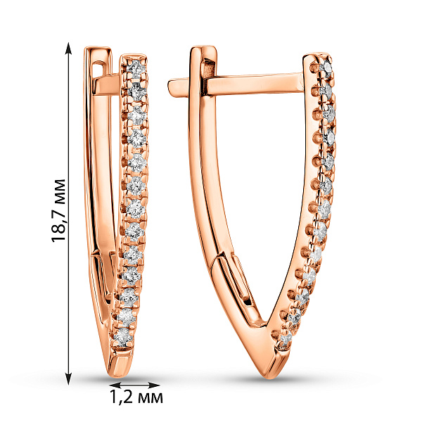 Серьги из красного золота с бриллиантами (арт. С011191010) – изображение 2