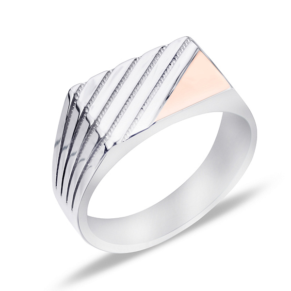 Серебряная печатка с золотой накладкой (арт. 7206/295кп) – изображение 1