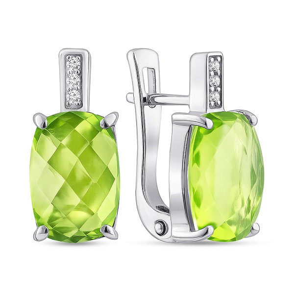 Серебряные серьги с крупным хризолитом (арт. 7502/2157410Хрз) – изображение 1