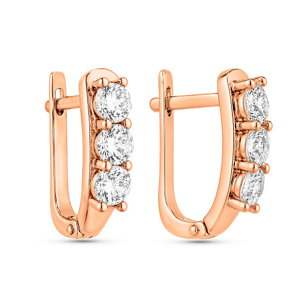 Серьги из красного золота с фианитами (арт. 117700) – изображение 1