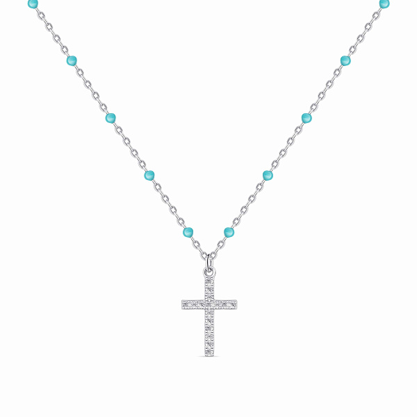 Серебряное колье с крестиком и эмалью (арт. 7507/2367ебрз) – изображение 1