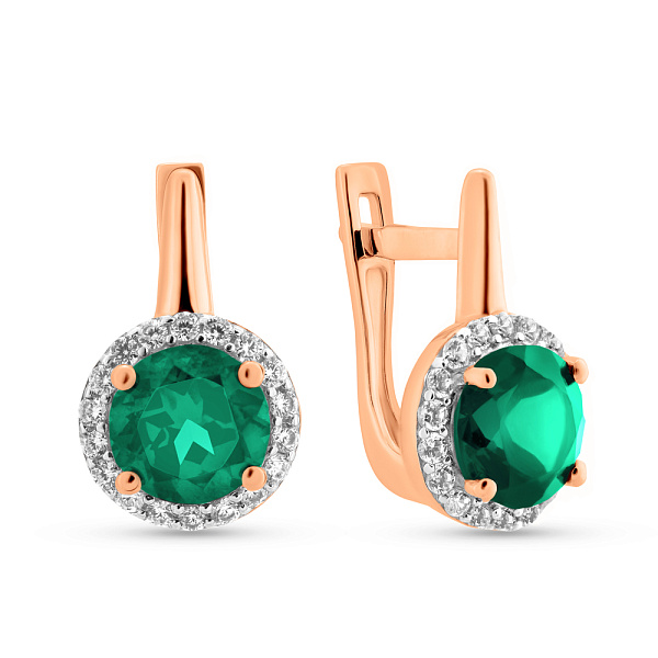 Серьги золотые с кварцем и фианитами (арт. 111152Пз) – изображение 1