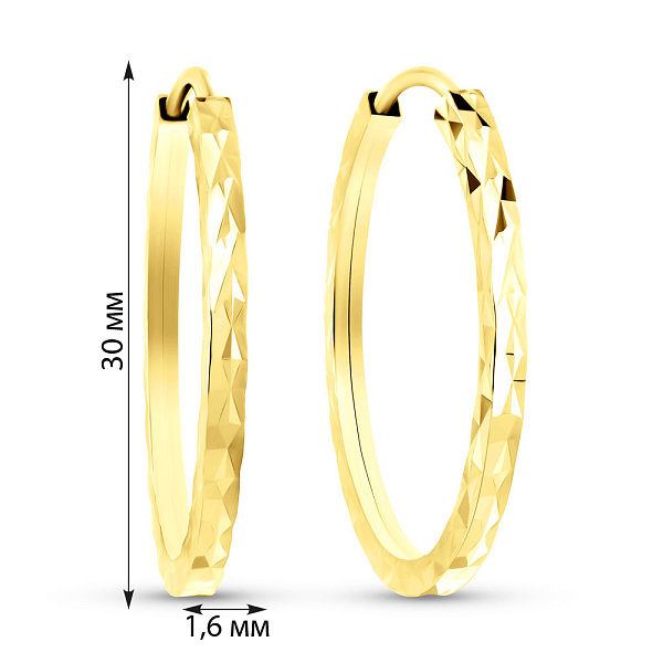 Серьги-кольца из желтого золота (арт. 122104/30ж) – изображение 2