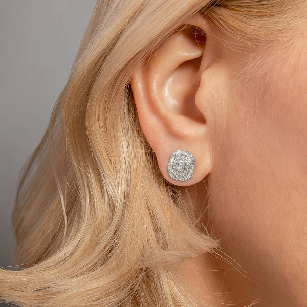 Серьги из белого золота с бриллиантами (арт. С341546040б) – изображение 2