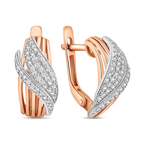 Серьги из красного золота с фианитами (арт. 110372) – изображение 1
