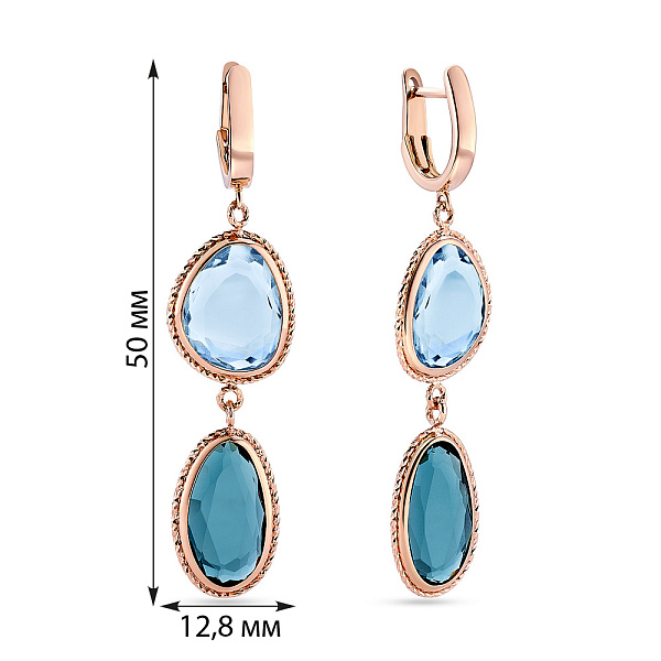 Золотые серьги-подвески с кварцем (арт. 107600Пкг) – изображение 4